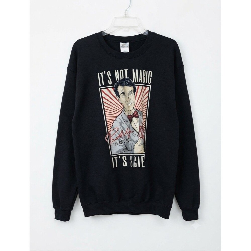 Vintage Bill Nye The Science Guy Pullover Sweatshirt In Blue Adult Sz 4XL Gildan